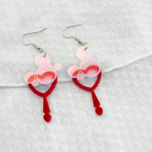 Bubble and Wand Earrings, Unique Earrings, Summer Earrings, Whimsical Earrings - Picture 3 of 4